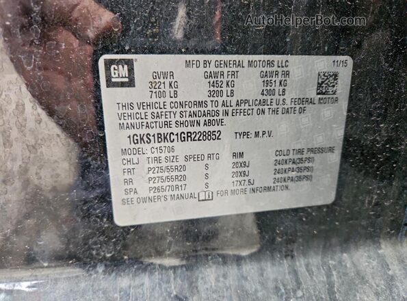 1GKS1BKC1GR228852 2016 GMC YUKON Black 