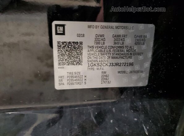 1GKS2CKJ3JR272196 2018 GMC YUKON Black 