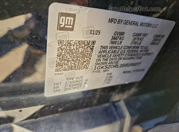 1GKS2DRL0SR185077 2025 GMC YUKON Black 