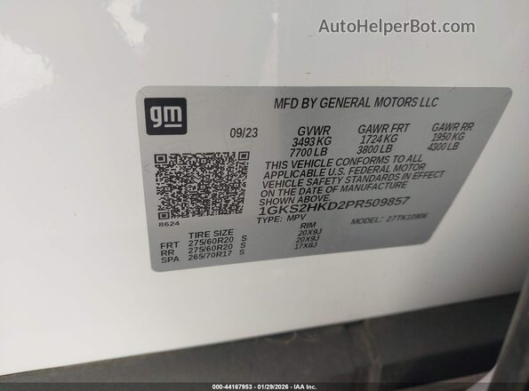 1GKS2HKD2PR509857 2023 GMC YUKON White ძრავის განყოფილების ხედი