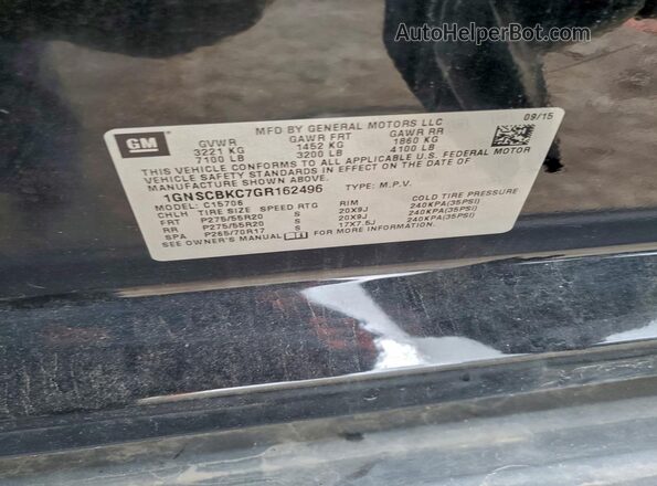 1GNSCBKC7GR162496 2016 CHEVROLET TAHOE Black Engine compartment view