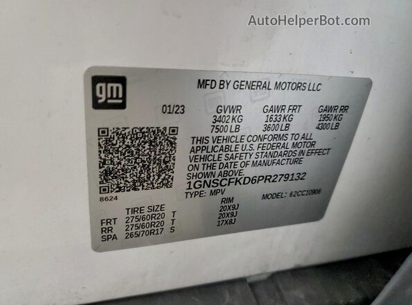 1GNSCFKD6PR279132 2023 CHEVROLET SUBURBAN White 