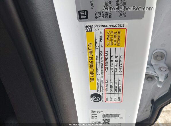 1GNSCNKD7PR272636 2023 CHEVROLET TAHOE White 