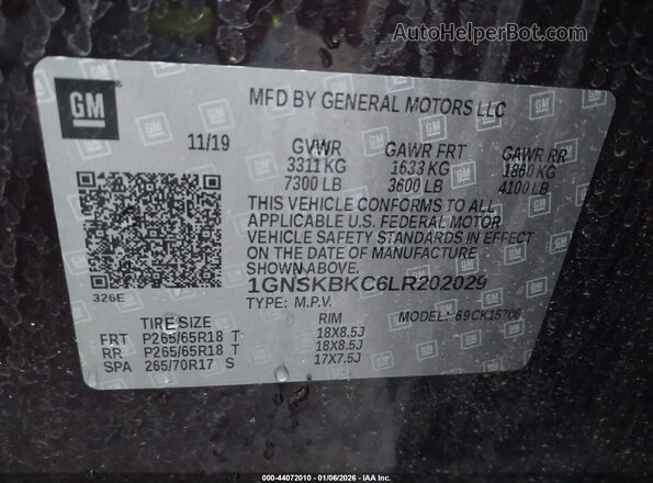 1GNSKBKC6LR202029 2020 CHEVROLET TAHOE Brown Շարժիչի բաժամունքի տեսք
