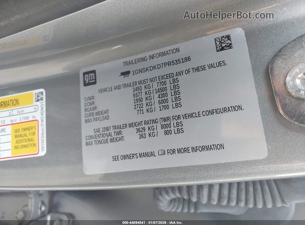1GNSKDKD7PR535186 2023 CHEVROLET SUBURBAN Gray Вид підкапотного простору