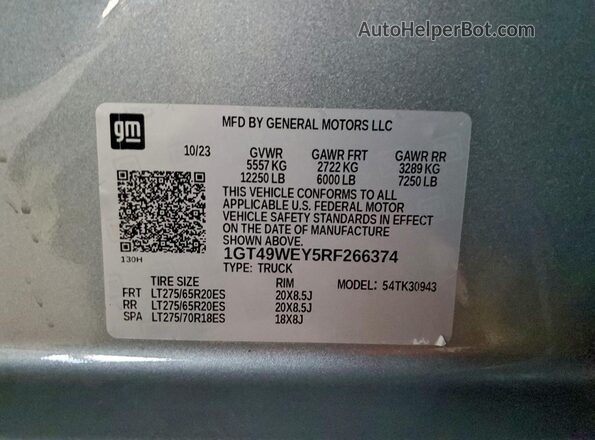 1GT49WEY5RF266374 2024 GMC SIERRA Серебряный 