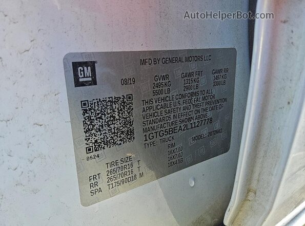 1GTG5BEA2L1127778 2020 GMC CANYON White 