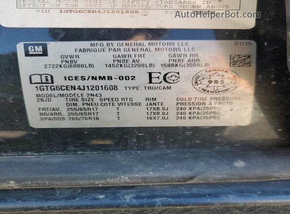 1GTG6CEN4J1201608 2018 GMC CANYON Charcoal Vista del compartimento del motor