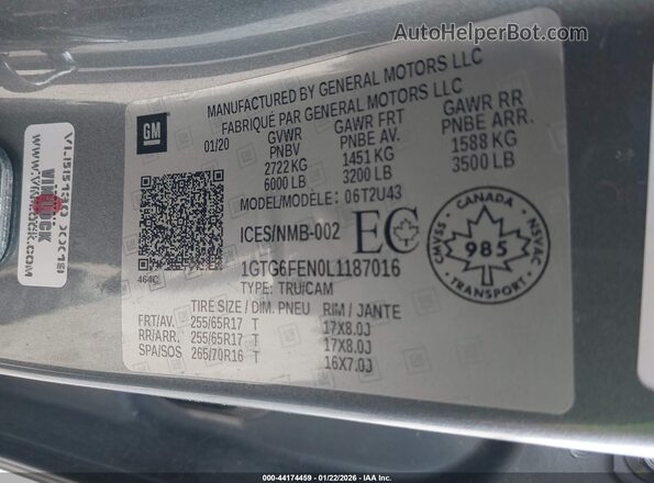 1GTG6FEN0L1187016 2020 GMC CANYON Gray Вид підкапотного простору