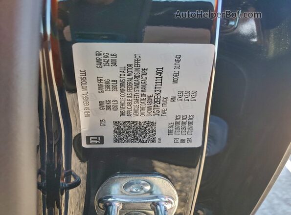 1GTP2EEK3T1111401 2026 GMC CANYON Black VIN կոդի պիտակի տեսք