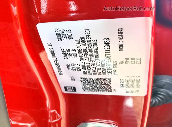 1GTP2FEK6T1123483 2026 GMC CANYON Бордовый Вид подкапотного пространства