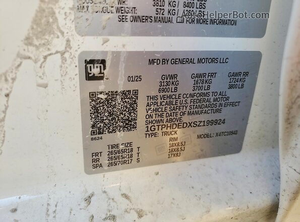 1GTPHDEDXSZ199924 2025 GMC SIERRA White Vista del compartimento del motor