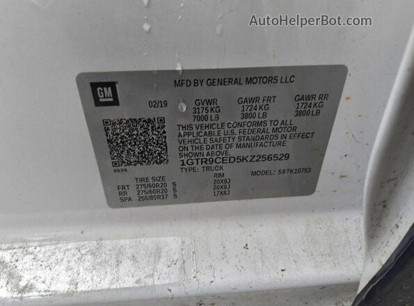 1GTR9CED5KZ256529 2019 GMC SIERRA White 