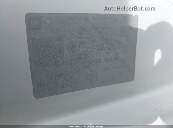 1GTW7AFG8L1124242 2020 GMC SAVANA CARGO White Вид підкапотного простору