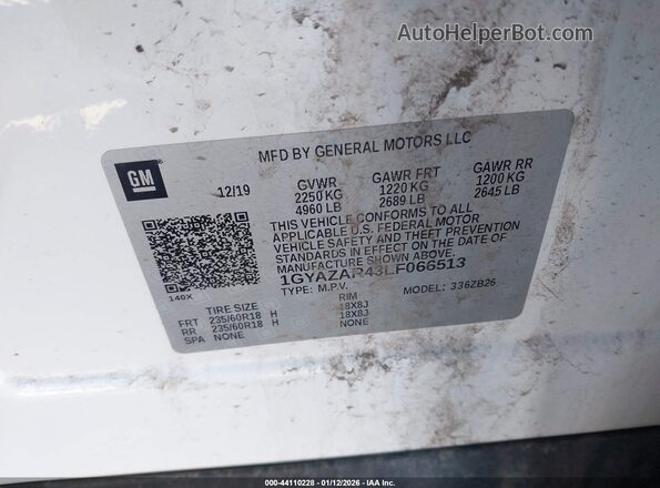 1GYAZAR43LF066513 2020 CADILLAC XT4 White Vista del compartimento del motor