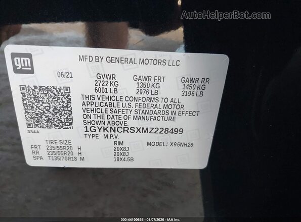 1GYKNCRSXMZ228499 2021 CADILLAC XT5 Black ძრავის განყოფილების ხედი
