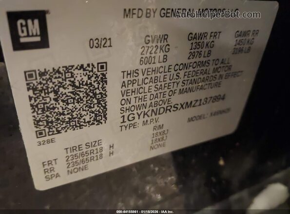 1GYKNDRSXMZ187894 2021 CADILLAC XT5 Black Շարժիչի բաժամունքի տեսք