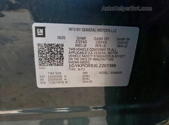 1GYKPCRSXLZ207399 2020 CADILLAC OTHER Gray 