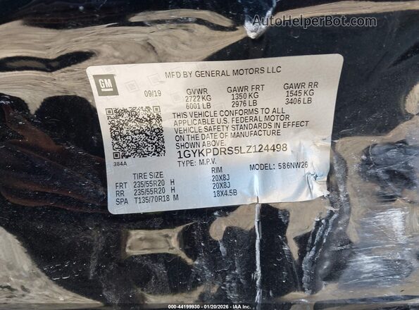 1GYKPDRS5LZ124498 2020 CADILLAC OTHER Black Widok komory silnika