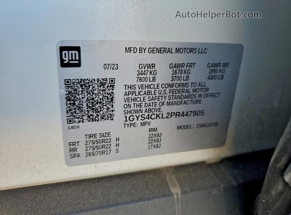 1GYS4CKL2PR447905 2023 CADILLAC ESCALADE White სალონის 360-გრადუსიანი ხედი