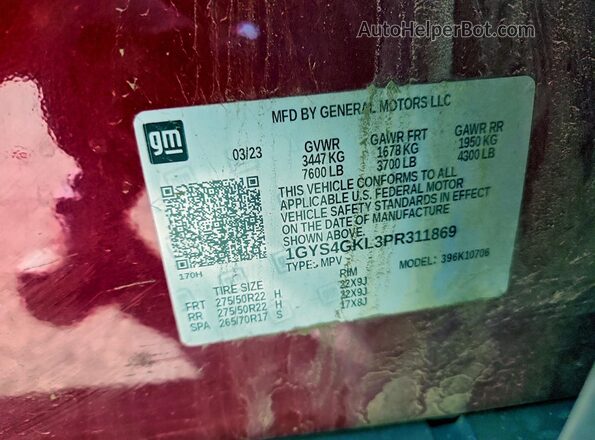 1GYS4GKL3PR311869 2023 CADILLAC ESCALADE Red 360 interior view