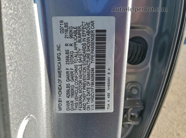 1HGCV1F19KA056246 2019 HONDA ACCORD Silver Engine compartment view