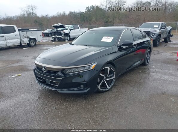 1HGCV1F40NA033873 2022 HONDA ACCORD Black წინა მარცხენა ხედი სამი მეოთხედიდან