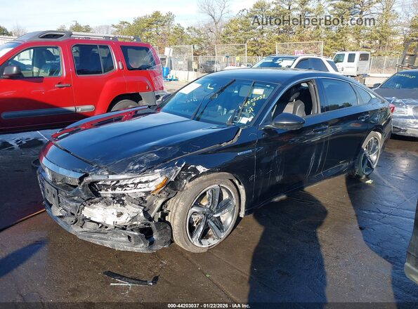 1HGCV3F26NA044046 2022 HONDA ACCORD HYBRID Black Przód lewy