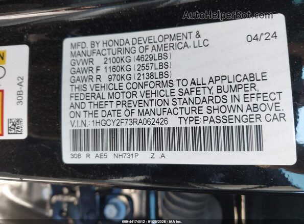 1HGCY2F73RA062426 2024 HONDA ACCORD Black Вид підкапотного простору