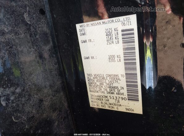 1N4AA6CV2MC513790 2021 NISSAN MAXIMA Black Vista del compartimento del motor