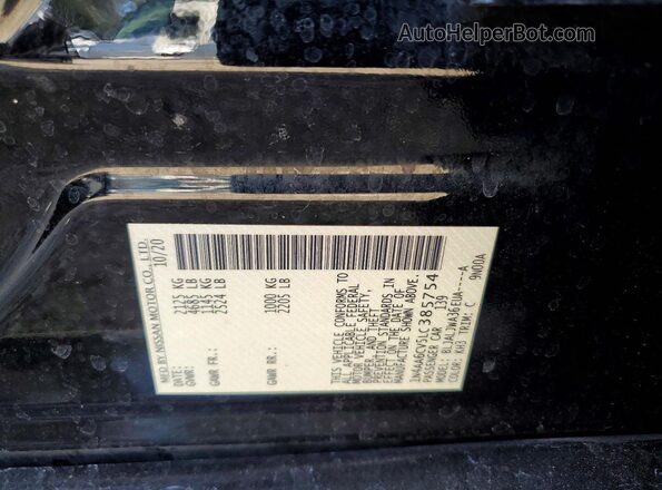1N4AA6CV5LC385754 2020 NISSAN MAXIMA Black 