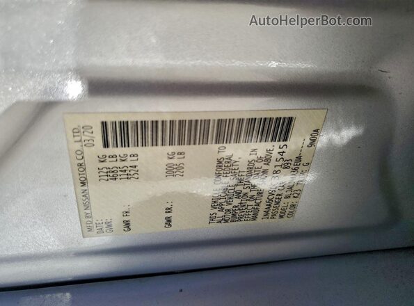 1N4AA6CV9LC381545 2020 NISSAN MAXIMA Silver 