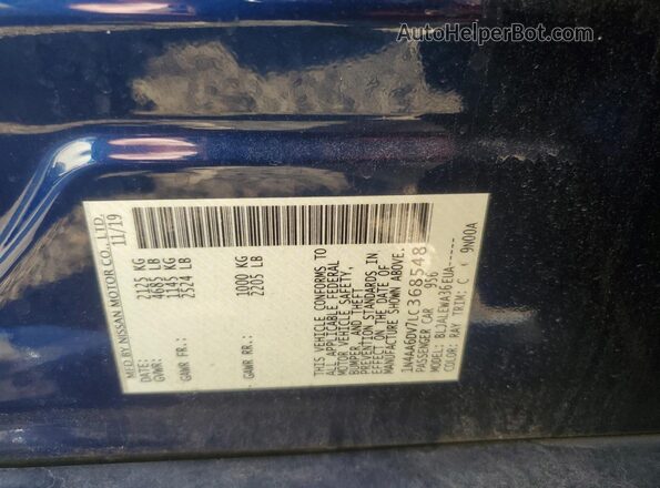 1N4AA6DV7LC368548 2020 NISSAN MAXIMA SL Blue Widok komory silnika