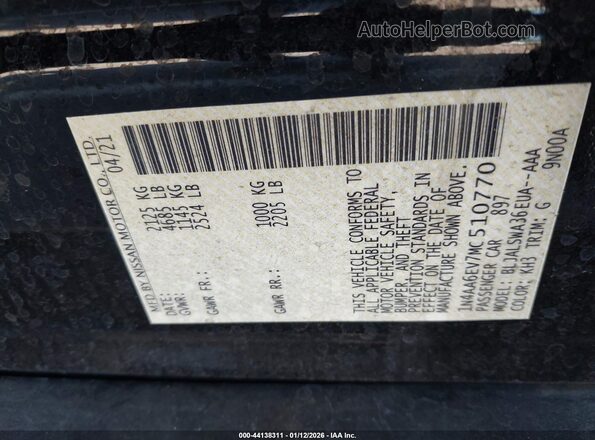 1N4AA6EV7MC510770 2021 NISSAN MAXIMA SR Черный Вид подкапотного пространства