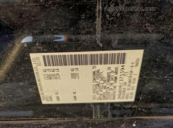 1N4AA6FV9LC375594 2020 NISSAN MAXIMA PLATINUM Black 