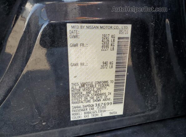 1N4AL3AP0GN367699 2016 NISSAN ALTIMA Черный Вид подкапотного пространства