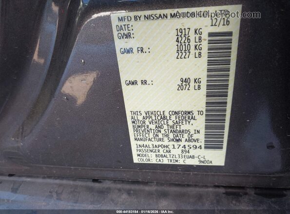 1N4AL3AP0HC174594 2017 NISSAN ALTIMA Brown Engine compartment view