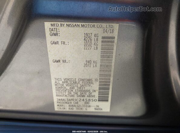 1N4AL3AP0JC245850 2018 NISSAN ALTIMA Gray 