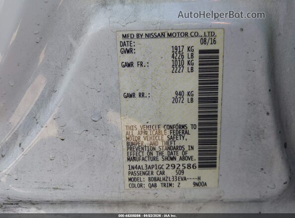 1N4AL3AP1GC292586 2016 NISSAN ALTIMA Белый Вид подкапотного пространства