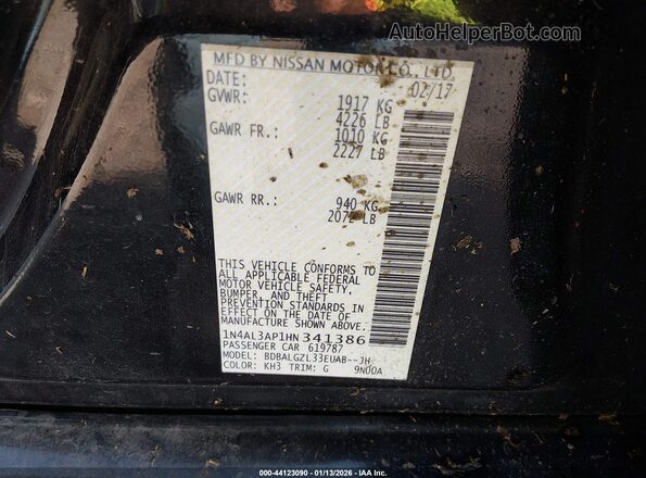 1N4AL3AP1HN341386 2017 NISSAN ALTIMA Black Widok komory silnika