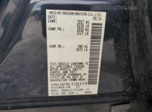 1N4AL3AP2HC110329 2017 NISSAN ALTIMA Black Vista del compartimento del motor