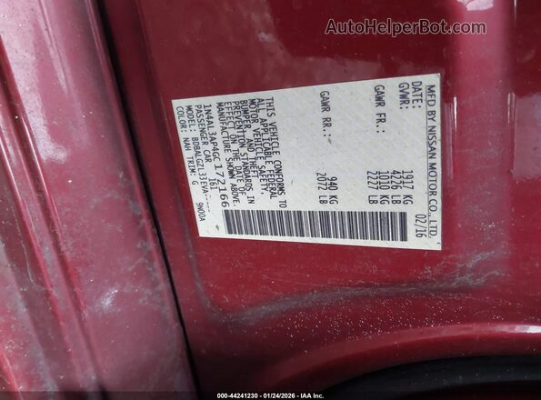 1N4AL3AP4GC172166 2016 NISSAN ALTIMA Red Engine compartment view