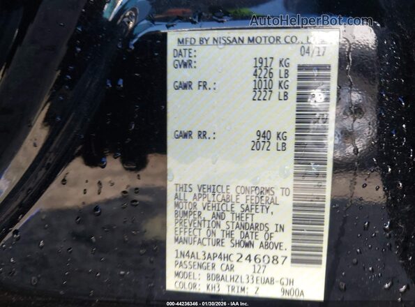 1N4AL3AP4HC246087 2017 NISSAN ALTIMA Черный 