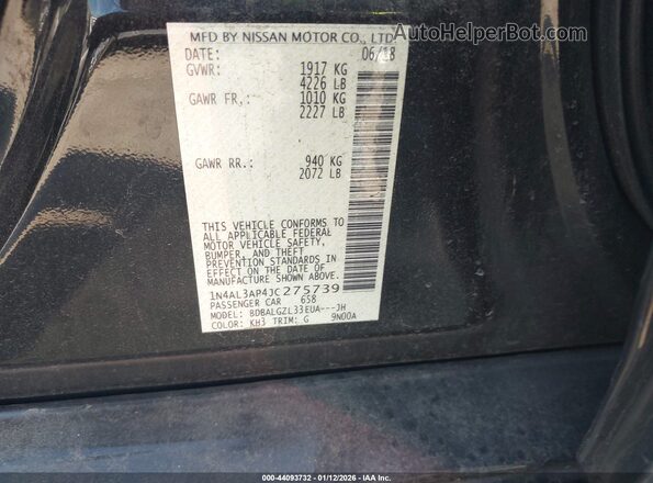 1N4AL3AP4JC275739 2018 NISSAN ALTIMA Black Շարժիչի բաժամունքի տեսք