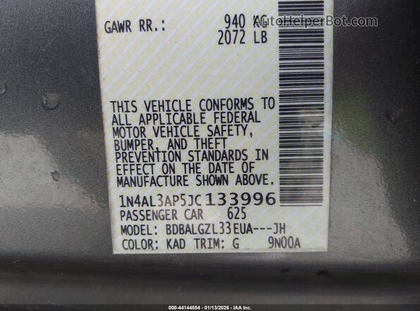 1N4AL3AP5JC133996 2018 NISSAN ALTIMA Gray 