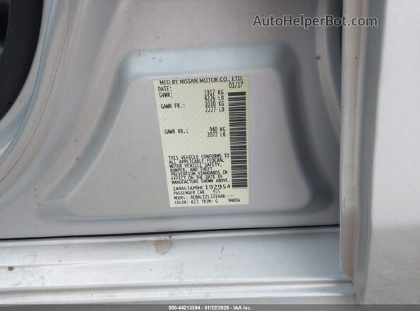 1N4AL3AP6HC192954 2017 NISSAN ALTIMA Gray Vista del compartimento del motor