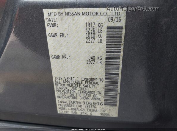 1N4AL3AP7HN306996 2017 NISSAN ALTIMA Silver Engine compartment view