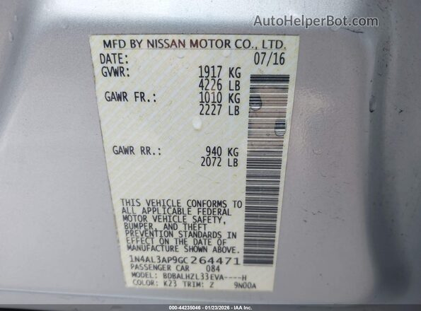1N4AL3AP9GC264471 2016 NISSAN ALTIMA Silver 