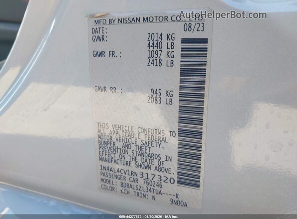 1N4AL4CV1RN317320 2024 NISSAN ALTIMA Silver Engine compartment view