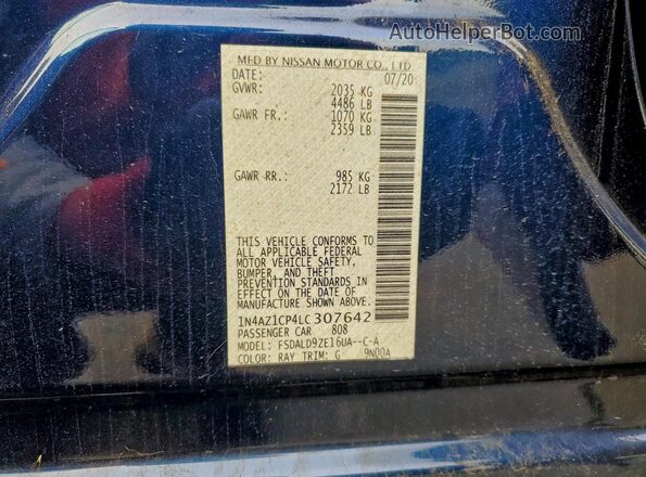 1N4AZ1CP4LC307642 2020 NISSAN LEAF Blue Vista del compartimento del motor